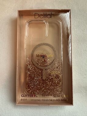 NIB Delilah Rose Gold Glitter MagSafe-Compatible iPhone Case 14/15 iPhonePro Max